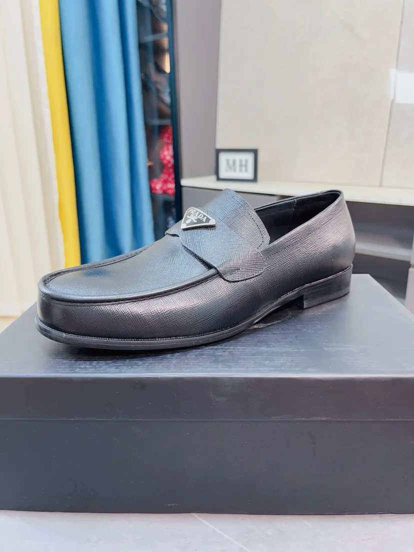 Men's shoes 💰540🌹🌹【PRADA Leather Shoes】Top purchasing agency Original imported Italian custom-made open-edge beaded cowhide leather surface, fully imported water-dyed breathable cowhide lining, original factory special molded sole super comfortable, size: 38-44